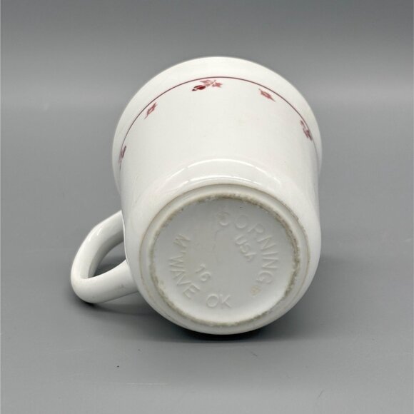 Corning Ware Corelle Burgundy Rose White Flower Coffee Tea Cup Mugs (Set of 2) - Picture 4 of 5